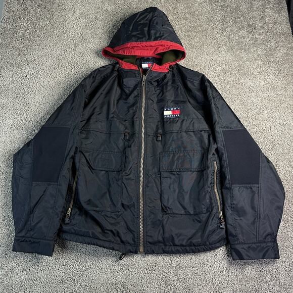 Tommy Hilfiger Other - VINTAGE 90s Tommy Hilfiger Outdoors Rain Jacket Mens L Black Utility Expedition